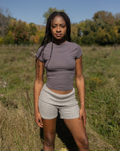 Load image into Gallery viewer, Nola - Folded Waist Knit Shorts - Grey
