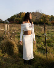Load image into Gallery viewer, Élysé - Paneled Off The Shoulder Cropped Swaeter - Cream
