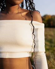 Load image into Gallery viewer, Élysé - Paneled Off The Shoulder Cropped Swaeter - Cream
