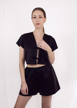 Load image into Gallery viewer, Onia - Crop top with drawstring - Black Cupro
